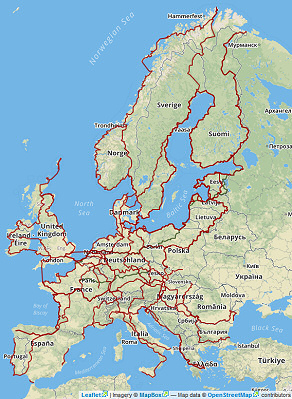 Karte mit EuroVelo Routen