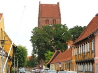 The old street ʺKirkestrædeʺ with a view to the church ʺKøge Kirkeʺ