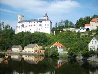 Rožmberk Castle and the Vltava River in Rožmberk nad Vltavou