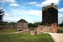 Inner space of Cheb castle with Black tower and Castle Chapel