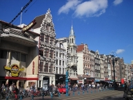 Amsterdam, the old city houses on Damrak
