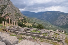 The temple of Apollo (the centre of the Delphi oracle and Pythia)