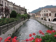 The river Meschio seen from Serravalle with the Casa Gandini on the right