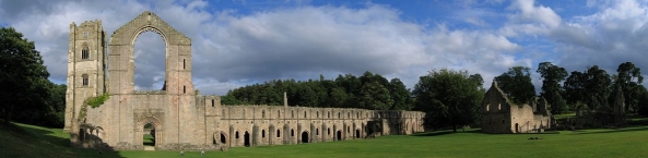 Fountains Abbey ruins seen from West