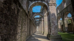 Inside the ruins of Fountains Abbey