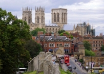 Looking east along the York city wall from the north-west corner
