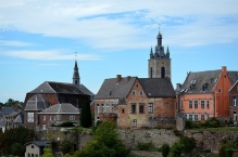Thuin, view of the old upper town and its belfry