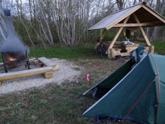 Teltet er rejst på Vihterpalu naturlejrplads/My tentʹs pitched at Vihterpalu nature camp site