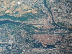 Luftfoto af Regensburg i bromuseet/Aerial photo of Regensburg at the bridge museum
