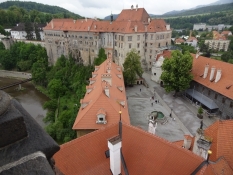 Das Schloss, Residenz der Herrscher von Südböhmen, vom Schlossturm aus gesehen