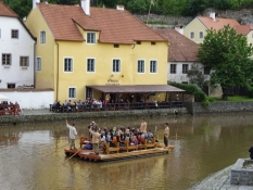Slow rafting on the river Vltava is very popular among tourists