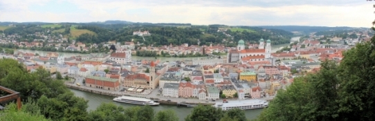 Passau, Blick von der Veste Oberhaus auf die Altstadt