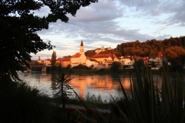 Passau, Innstadt beim Sonnenuntergang