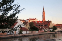 Landshut, Altstadt von der Mühleninsel gesehen