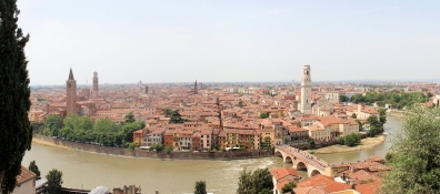 Verona, view of the old town from Castel San Pietro