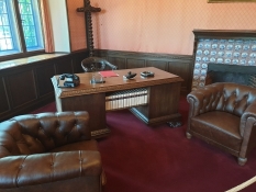 Stalins Schreibtisch im Cecilienhof, wo der Sowjet-Führer sich auf die Verhandlungen vorbereitete